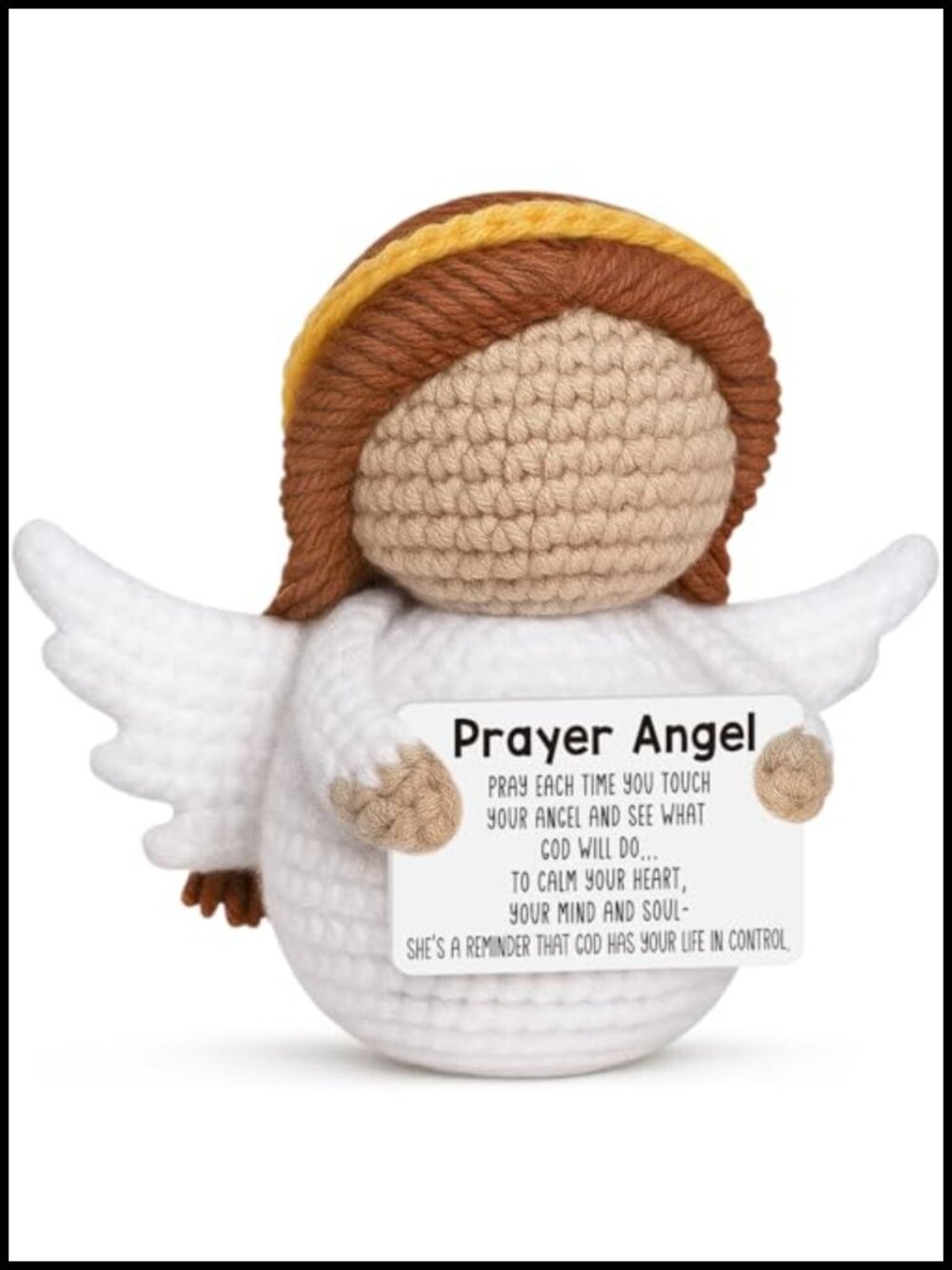 Handmade Crochet Prayer Angel Figurine Inspirational Catholic Gift for Women